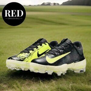 Nike Alpha Huarache Elite 4 Low MCS Baseball Black Lime FV6096-001 - Men's Sz 12